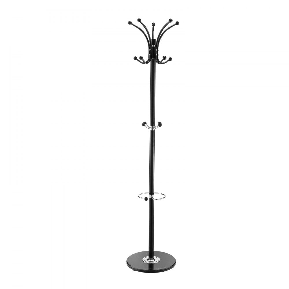 Freestanding Coat Rack Stable Marble Base with Umbrella Holder & 14 Hooks