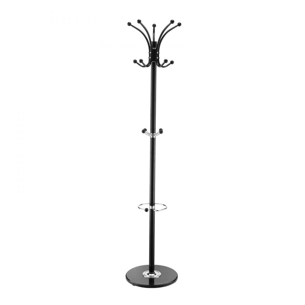 Freestanding Coat Rack Stable Marble Base with Umbrella Holder & 14 Hooks