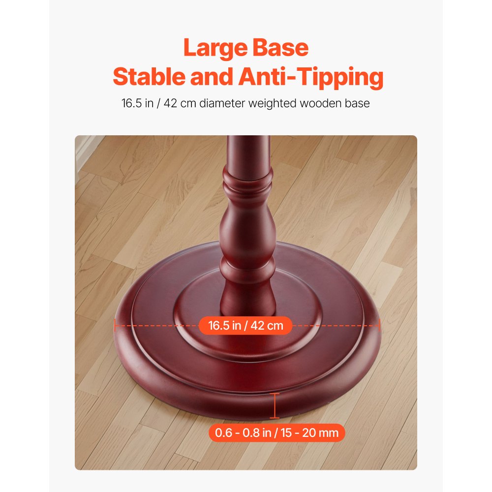 Freestanding Coat Rack Wooden Coat Tree with Stable Large Base & 11 Hooks