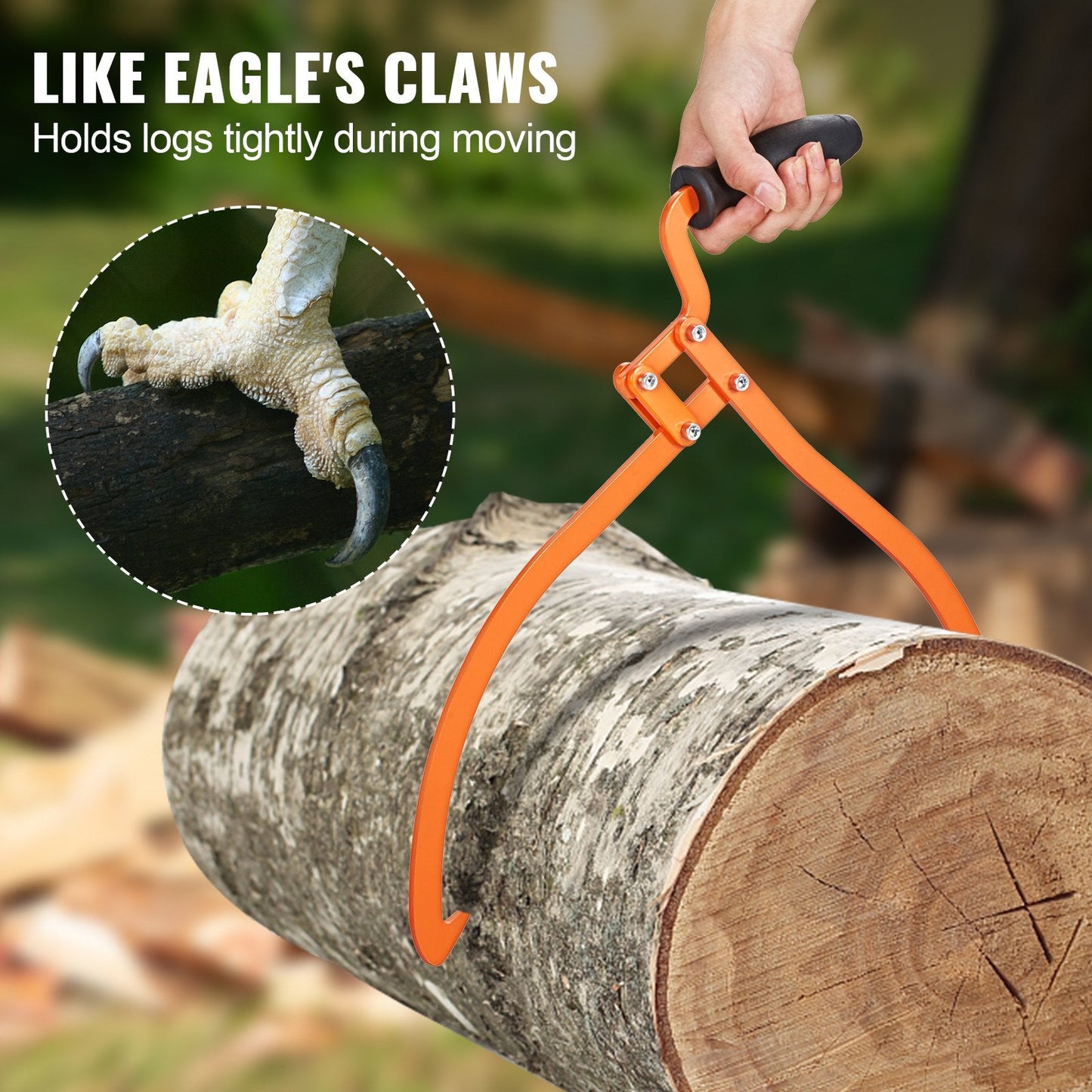 Steel Log Grapple with Non-Slip Grip, 0.5m Claw, 50kg Capacity for Lifting & Dragging