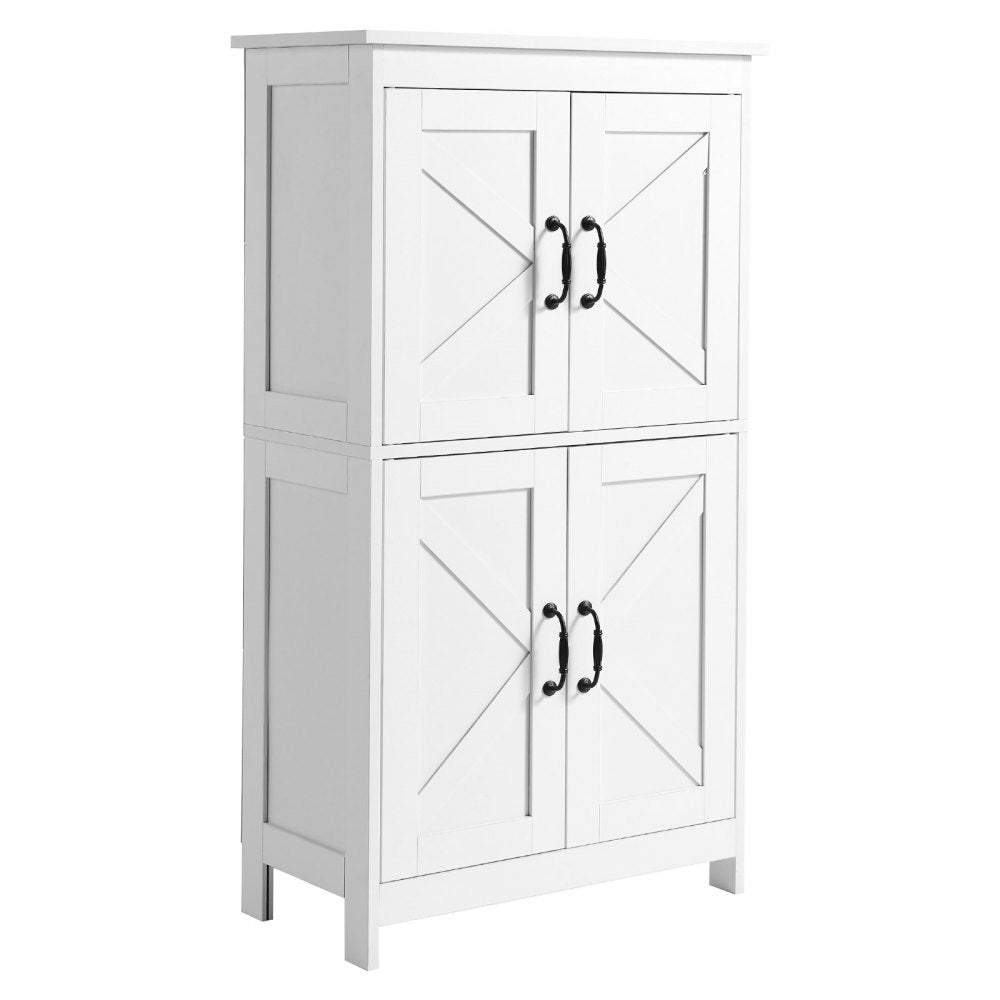 Wooden Bathroom Floor Cabinet Storage Organizer Adjustable Shelf White