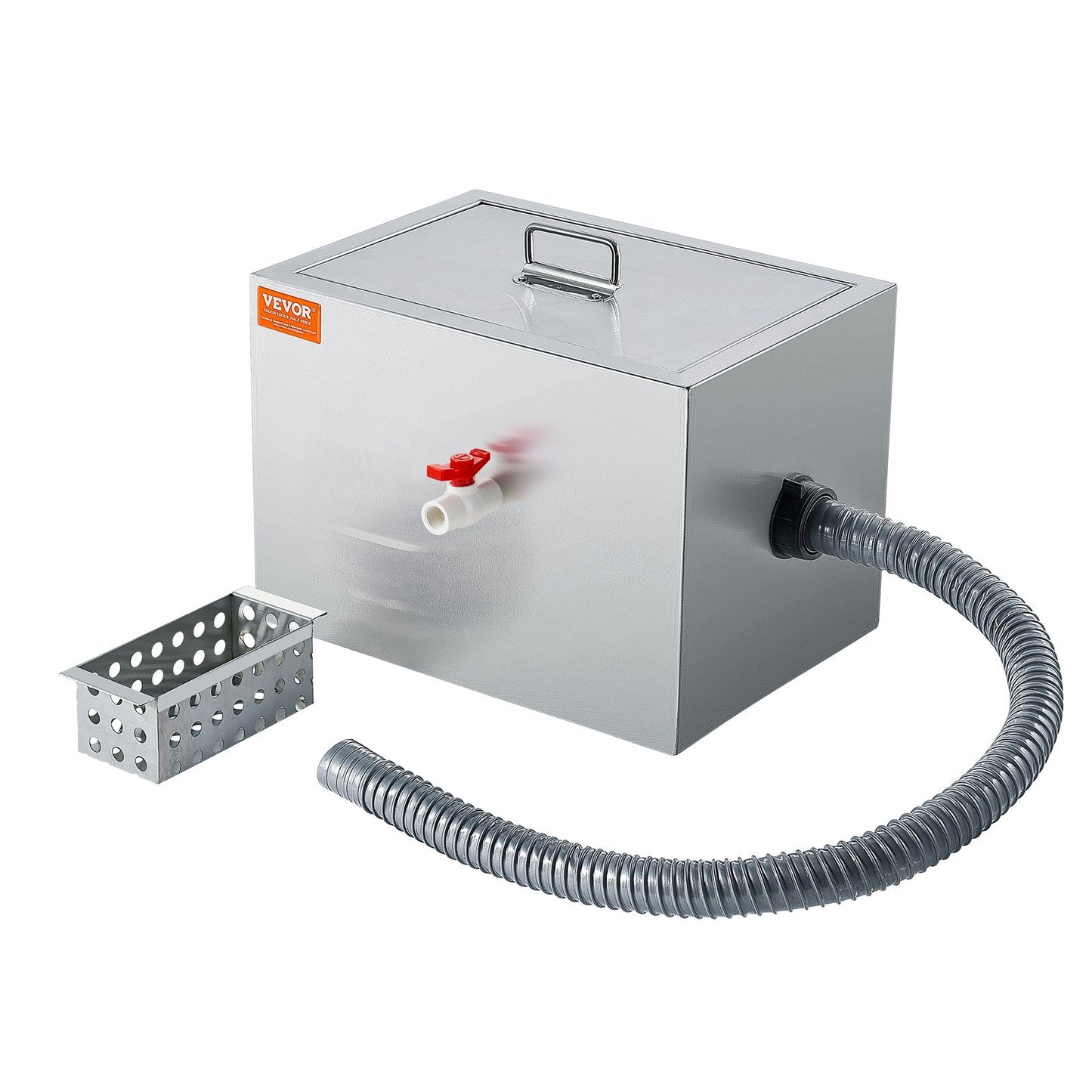 Stainless Steel Grease Trap, 4.4 kg, 2.8 GPM, Side Inlet, for Kitchen Use