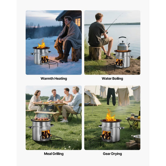 Camping Rocket Stove Wood Burning Portable Rocket Stove with Carrying Bag
