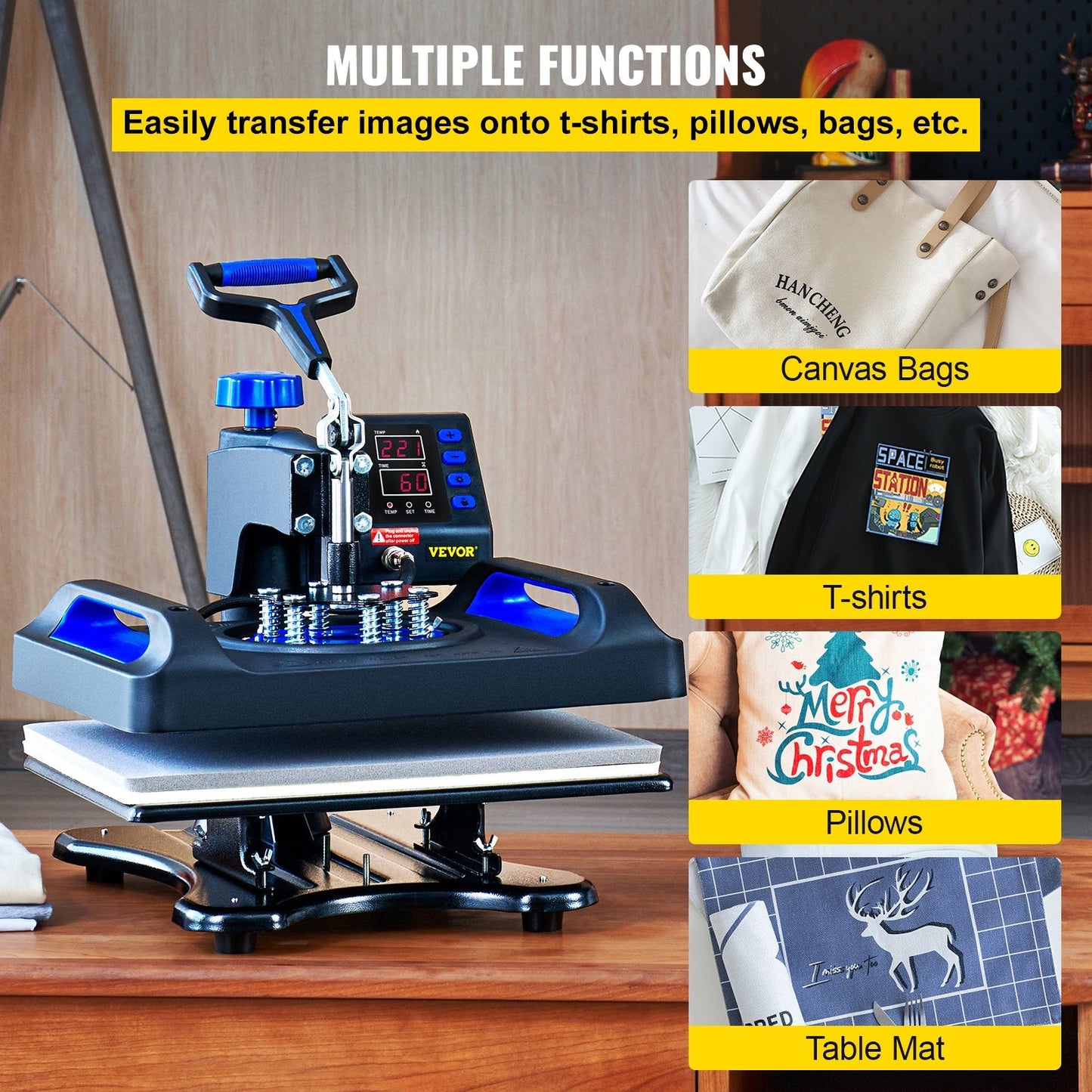 Digital Heat Press Machine for T-Shirts, 30x38 cm, 17.8 kg, 1000W Power