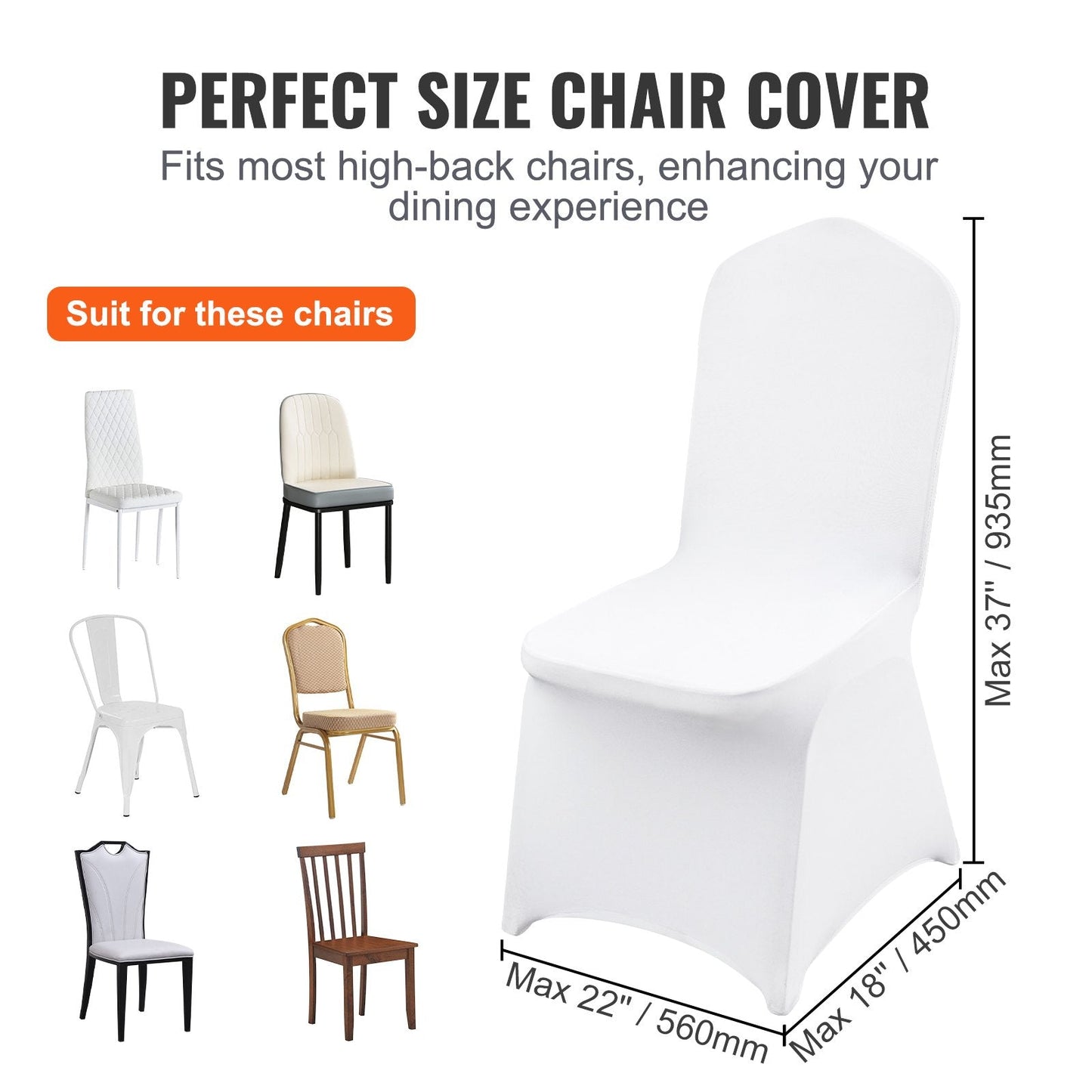 Universal White Stretch Chair Covers, Washable Spandex Slipcovers (30 Pieces)