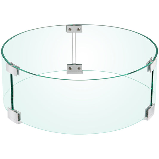 VEVOR Fire Pit Wind Guard, 17 x 17 x 6 Inch Glass Flame Guard, Round Glass Shield,
