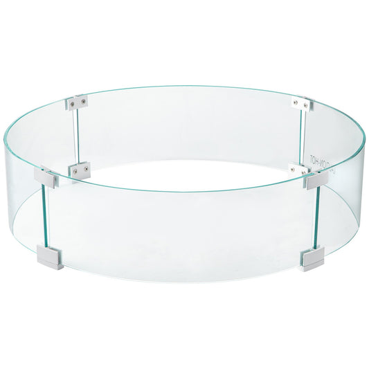 VEVOR Fire Pit Wind Guard, Glass Flame Guard, Round Glass Shield, 1/4-Inch Thick