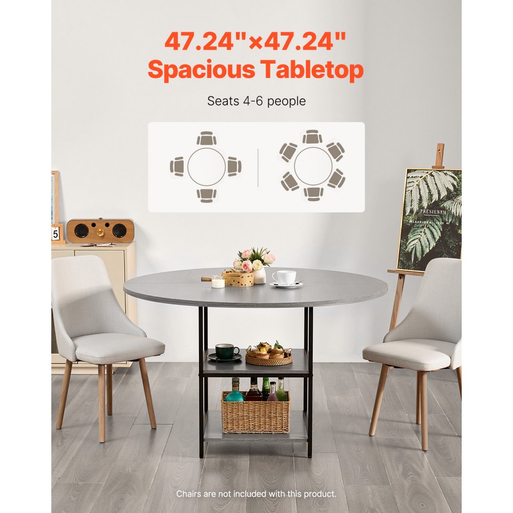 VEVOR 47 in Round Dining Table Wood Kitchen Table for 4-6 Person (Only Table)