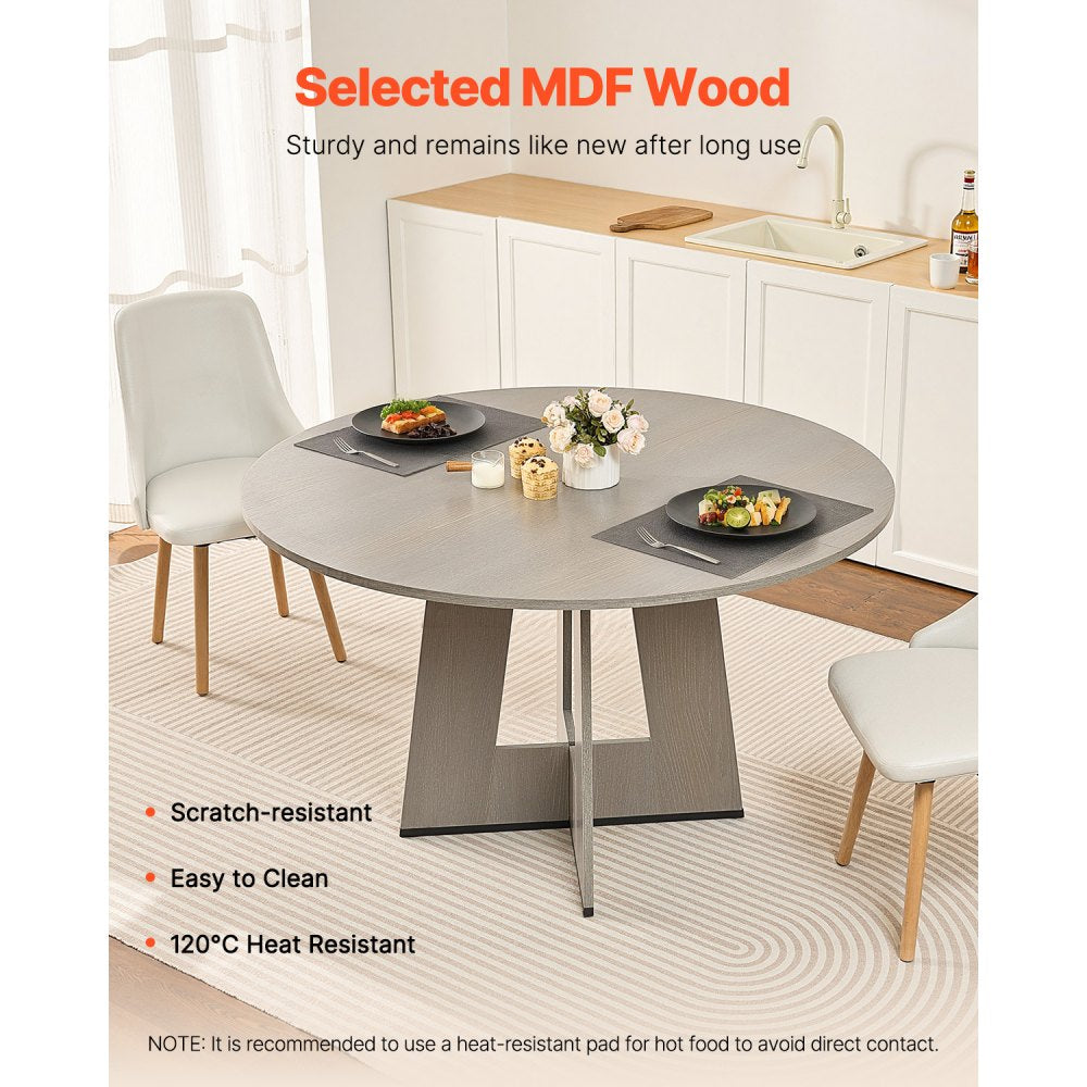 VEVOR 47 in Round Dining Table Wood Kitchen Table for 2-4 Person (Only Table)