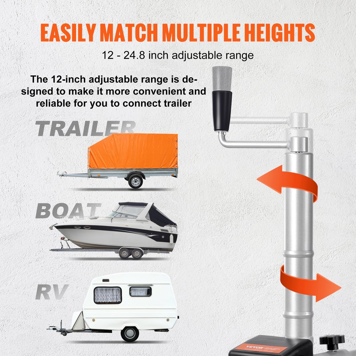 VEVOR Electric Trailer Dolly, 5000lbs Towing Capacity, 350W 12V Trailer Jockey Wheel