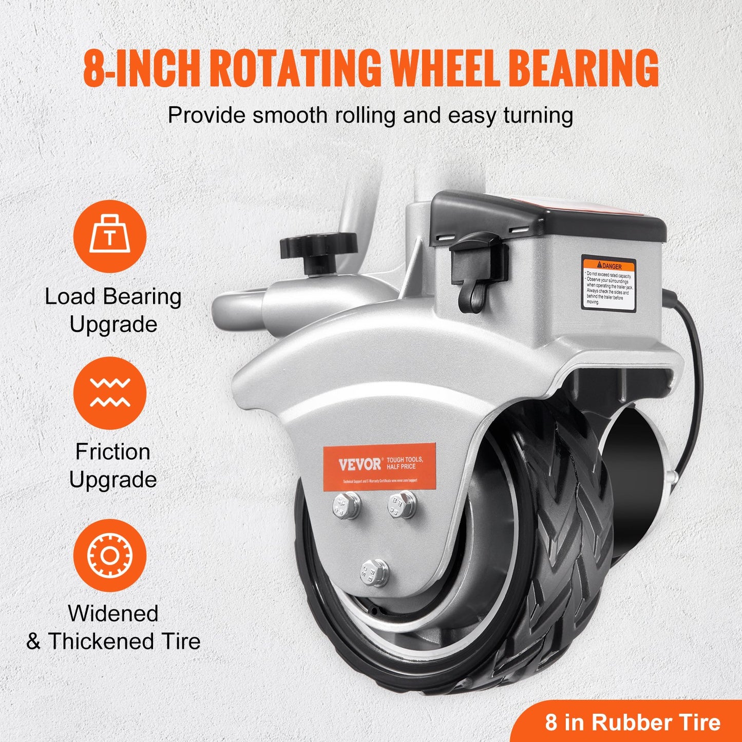 VEVOR Electric Trailer Dolly, 5000lbs Towing Capacity, 350W 12V Trailer Jockey Wheel