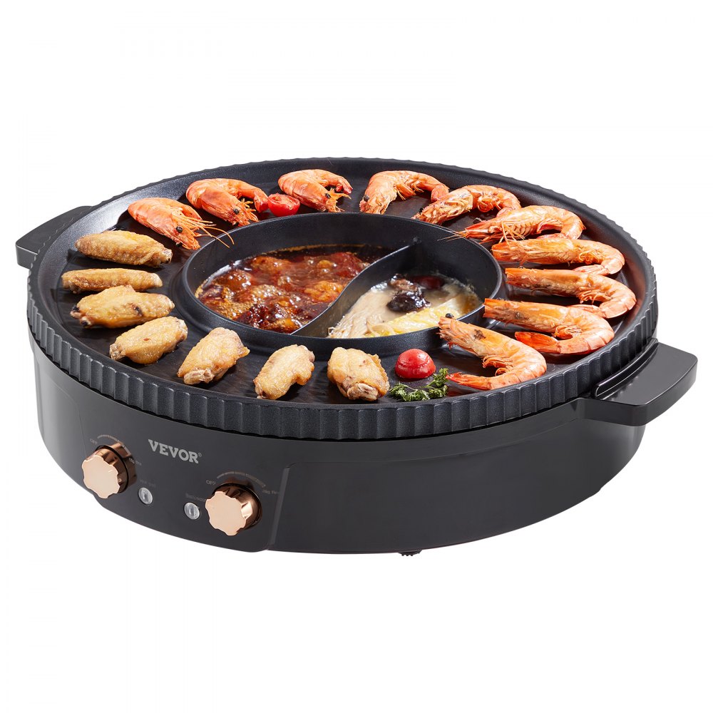 VEVOR Hot Pot with Grill 1800W 2-in-1 Electric Smokeless Grill and Hot Pot
