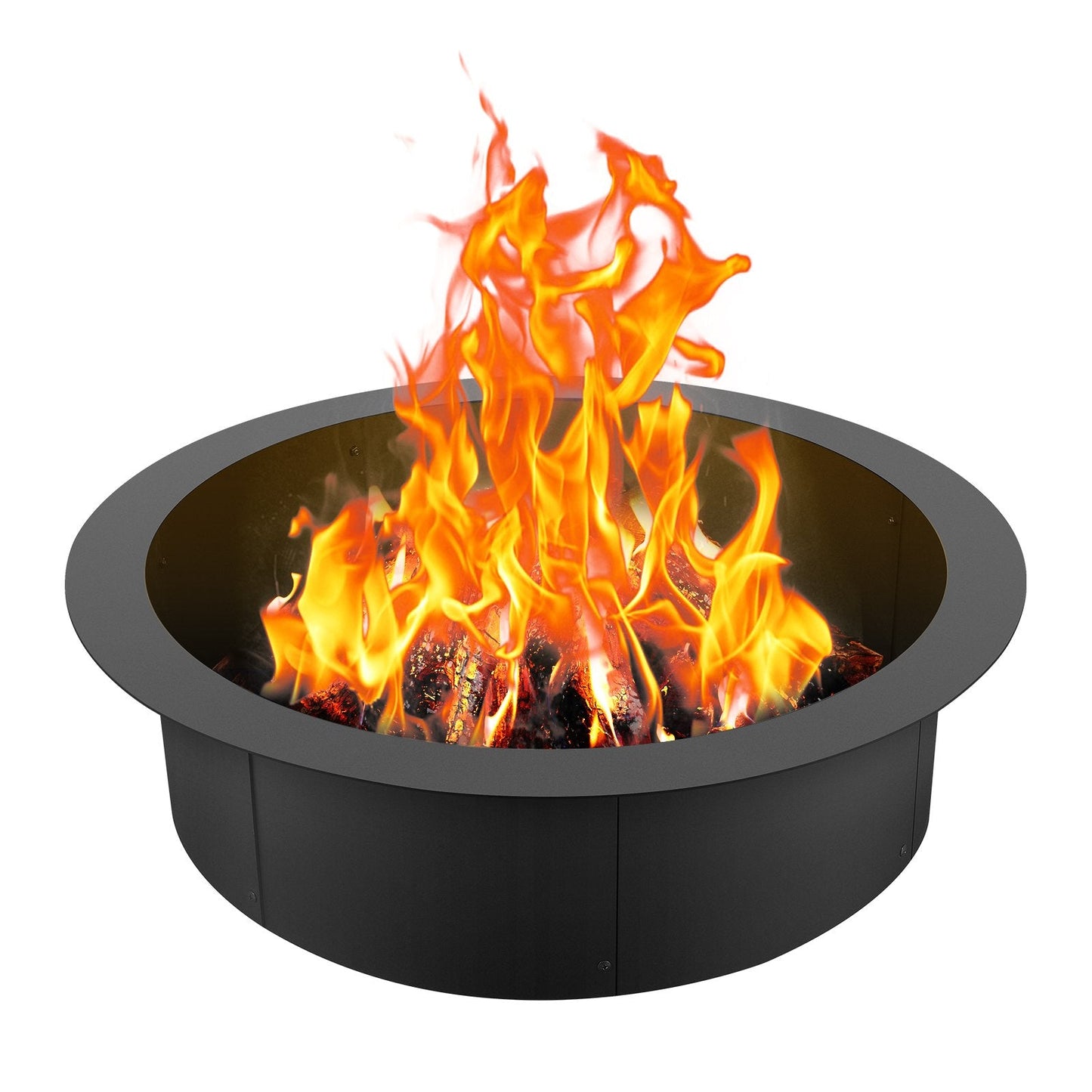 Round Steel Fire Pit Ring, 0.9m Diameter, DIY Campfire Liner with High Heat Coating