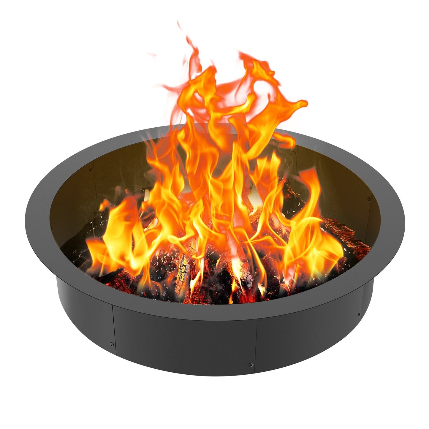 Round Steel Campfire Ring, 1.02m Diameter, DIY Fire Pit Liner, Black, 18.16 kg