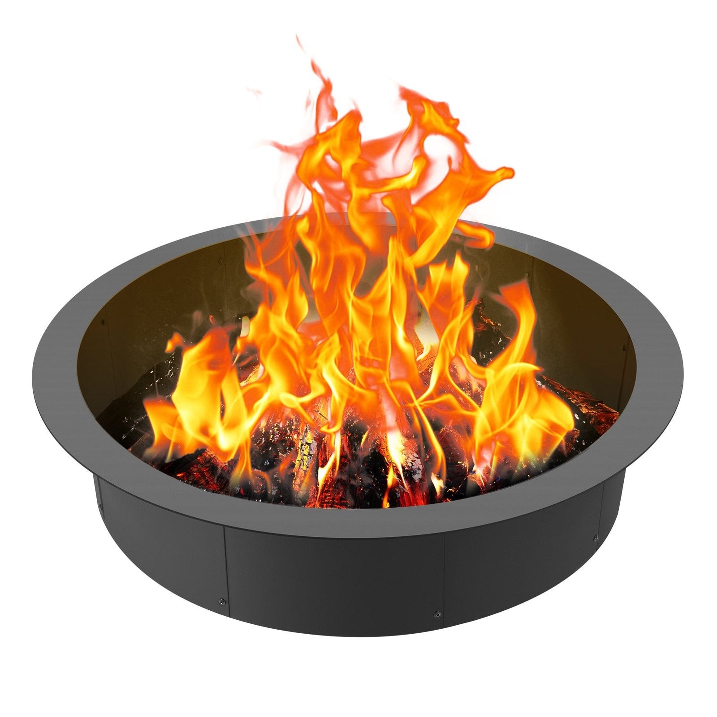 44-Inch Round Steel Fire Pit Ring with High-Temperature Coating for DIY