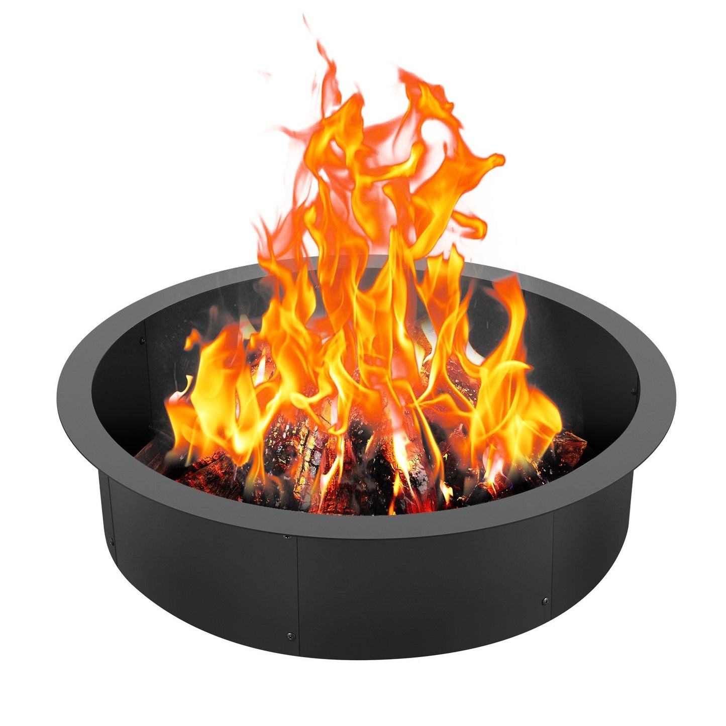 Round Steel Fire Pit Ring 0.99m, 8.83 kg, Black, DIY Campfire Liner