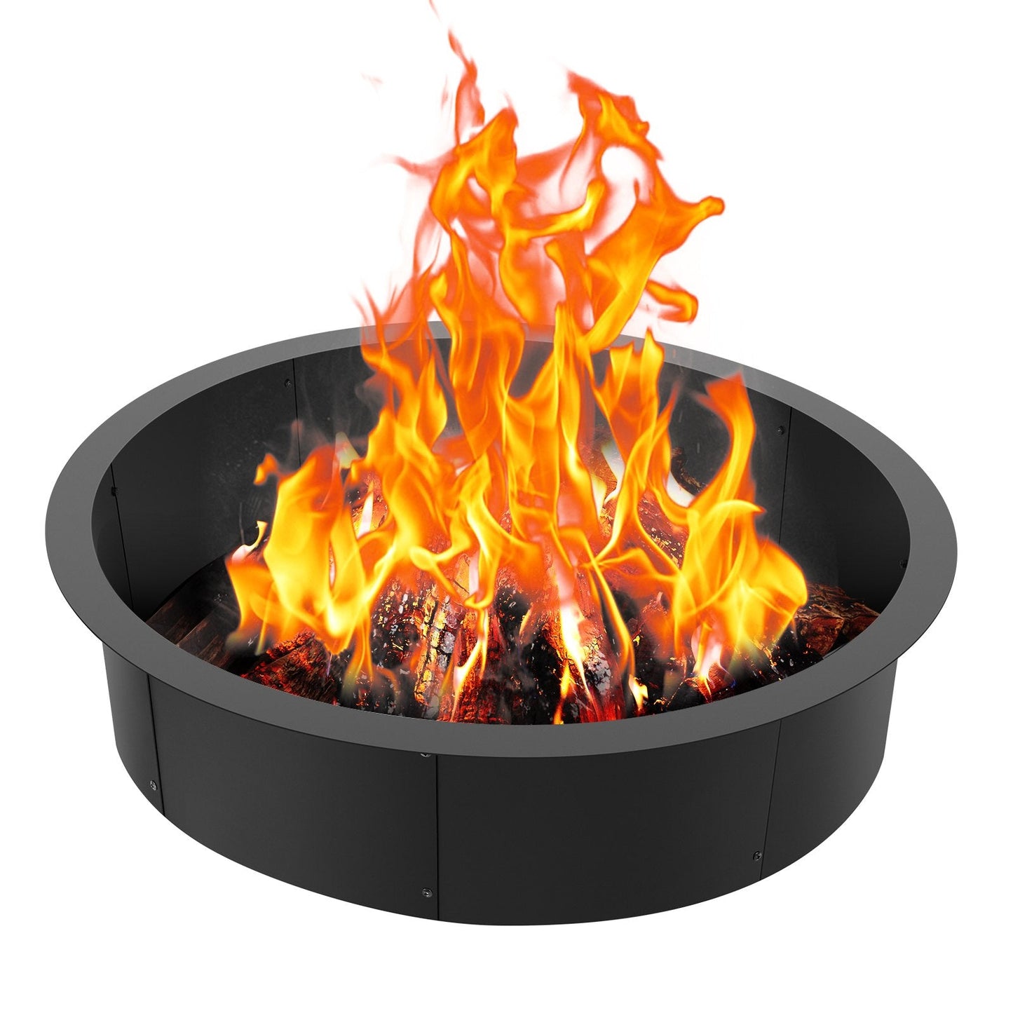 Round Steel Fire Pit Ring with DIY Flexibility, 1.14 m Outer Diameter, Black