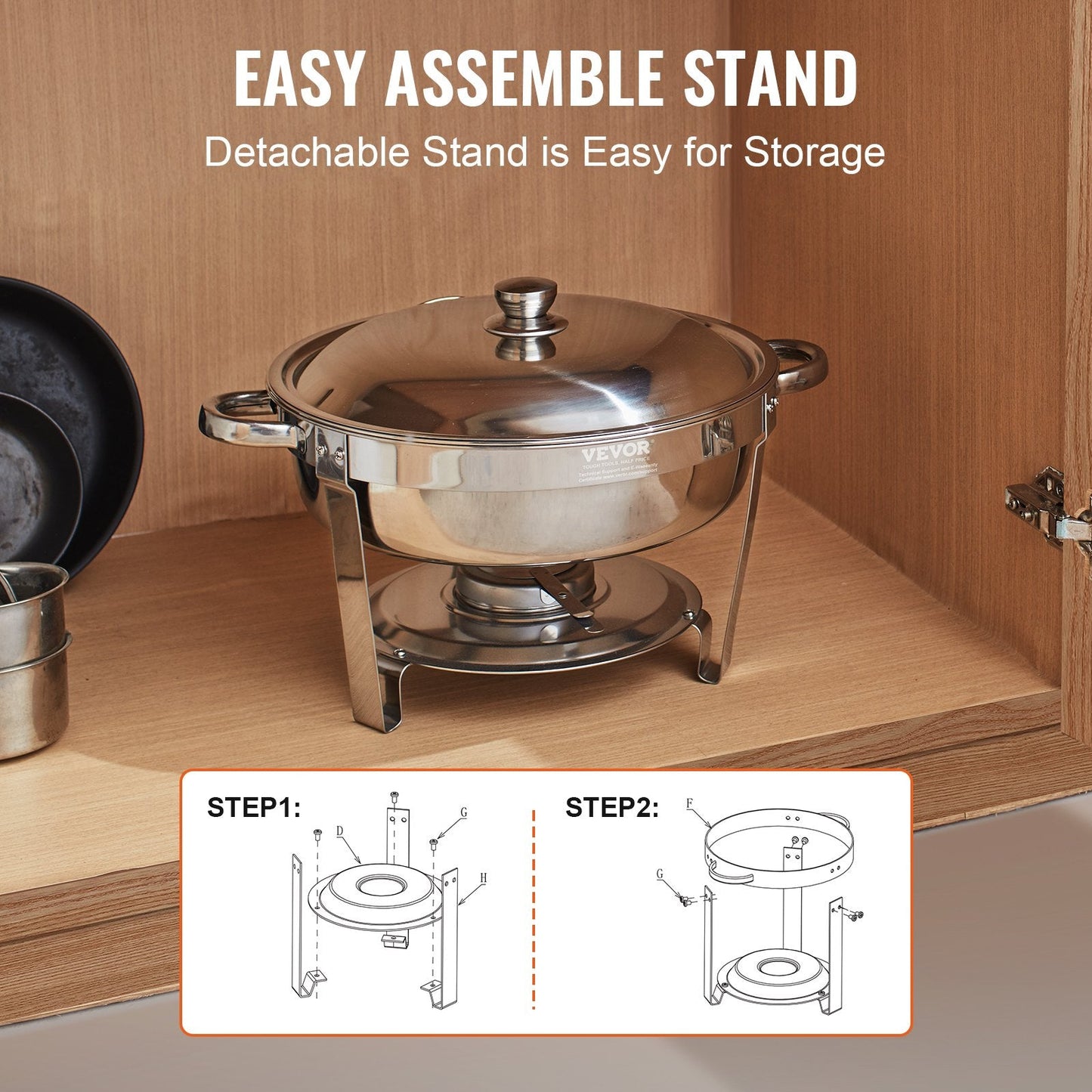 Stainless Steel 5.38L Buffet Set - 4 Pack, Round Chafing Dishes for Catering