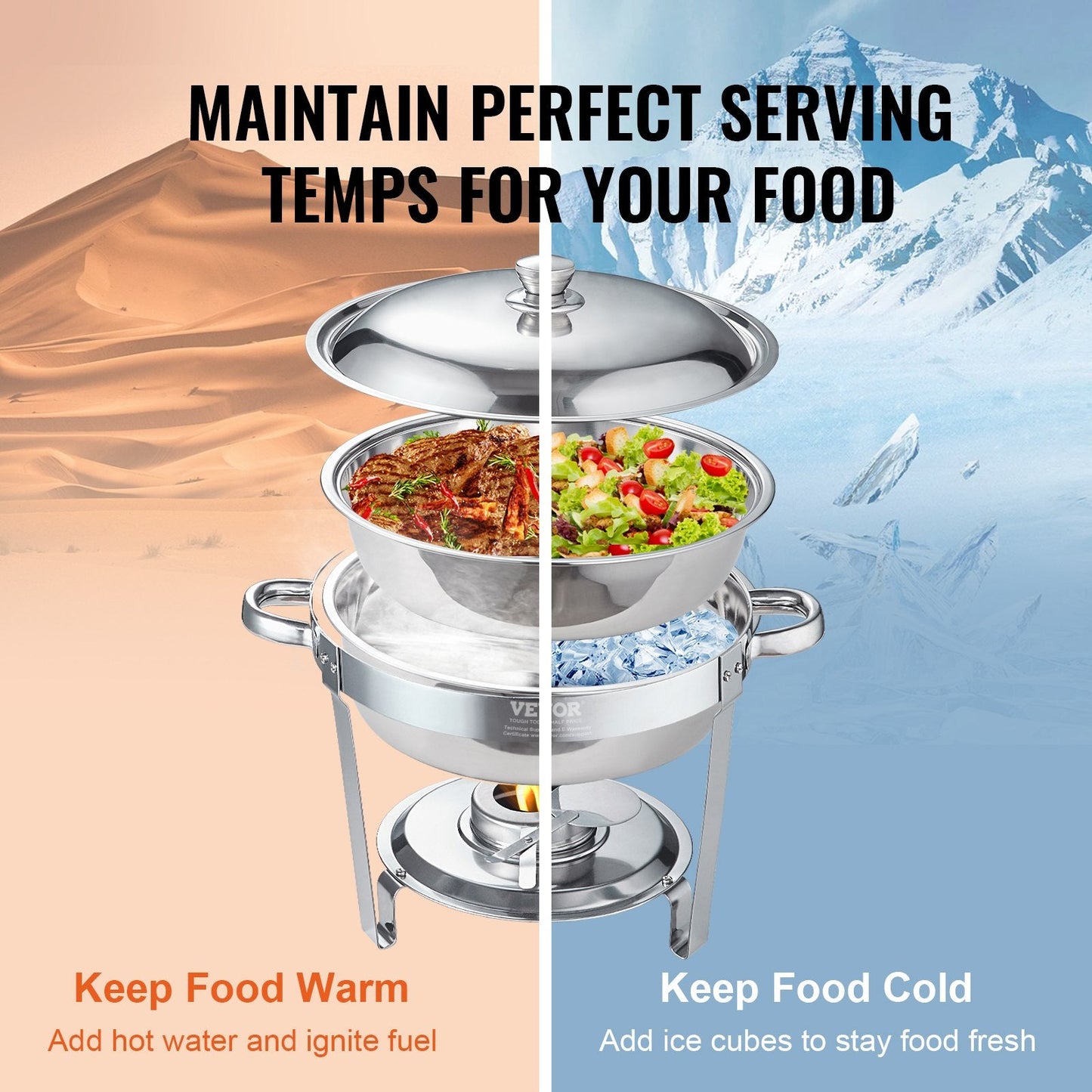 Stainless Steel 5.38L Buffet Set - 4 Pack, Round Chafing Dishes for Catering