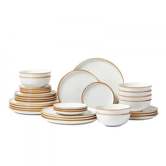 VEVOR 32 PCS Dinnerware Set Ceramic Plates and Bowls Sets Service for 8 White
