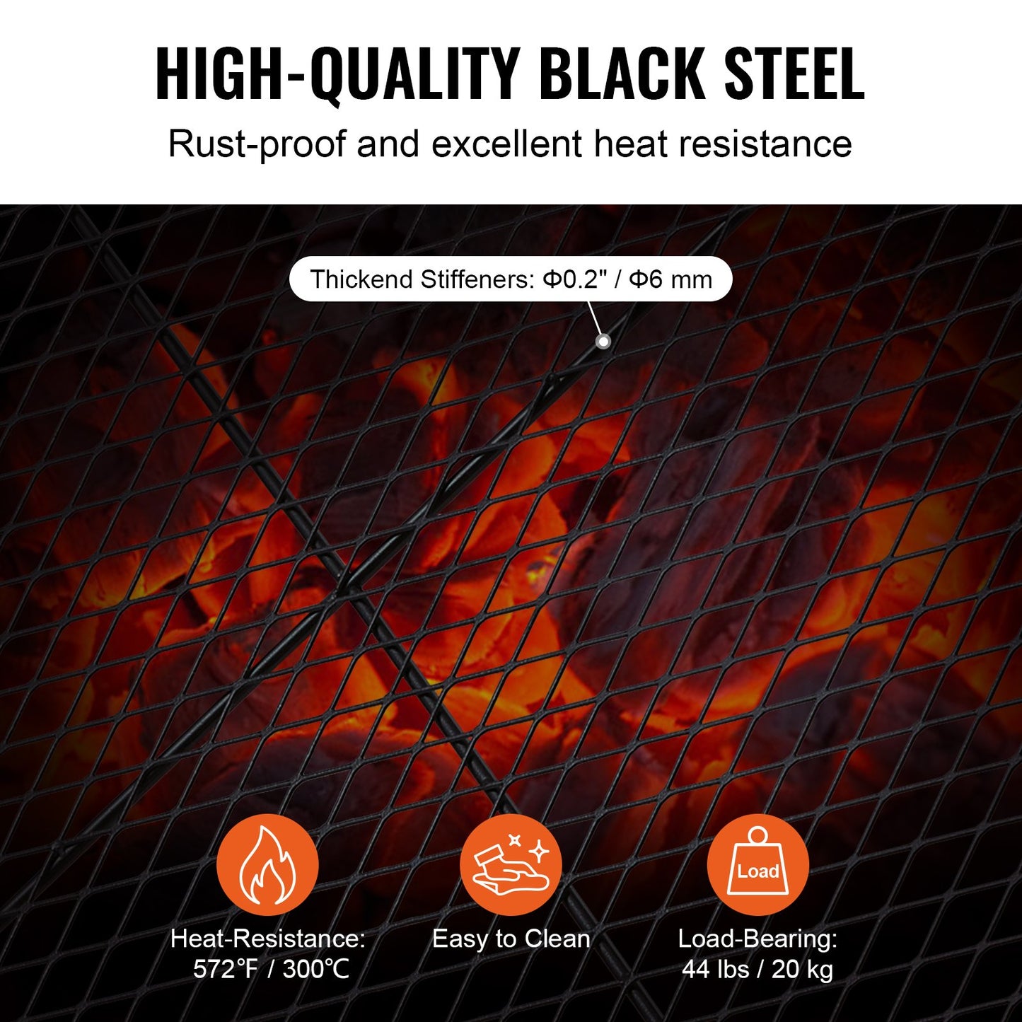 VEVOR X-Marks Fire Pit Grill Grate, Round Cooking Grate, Heavy Duty Steel Campfire