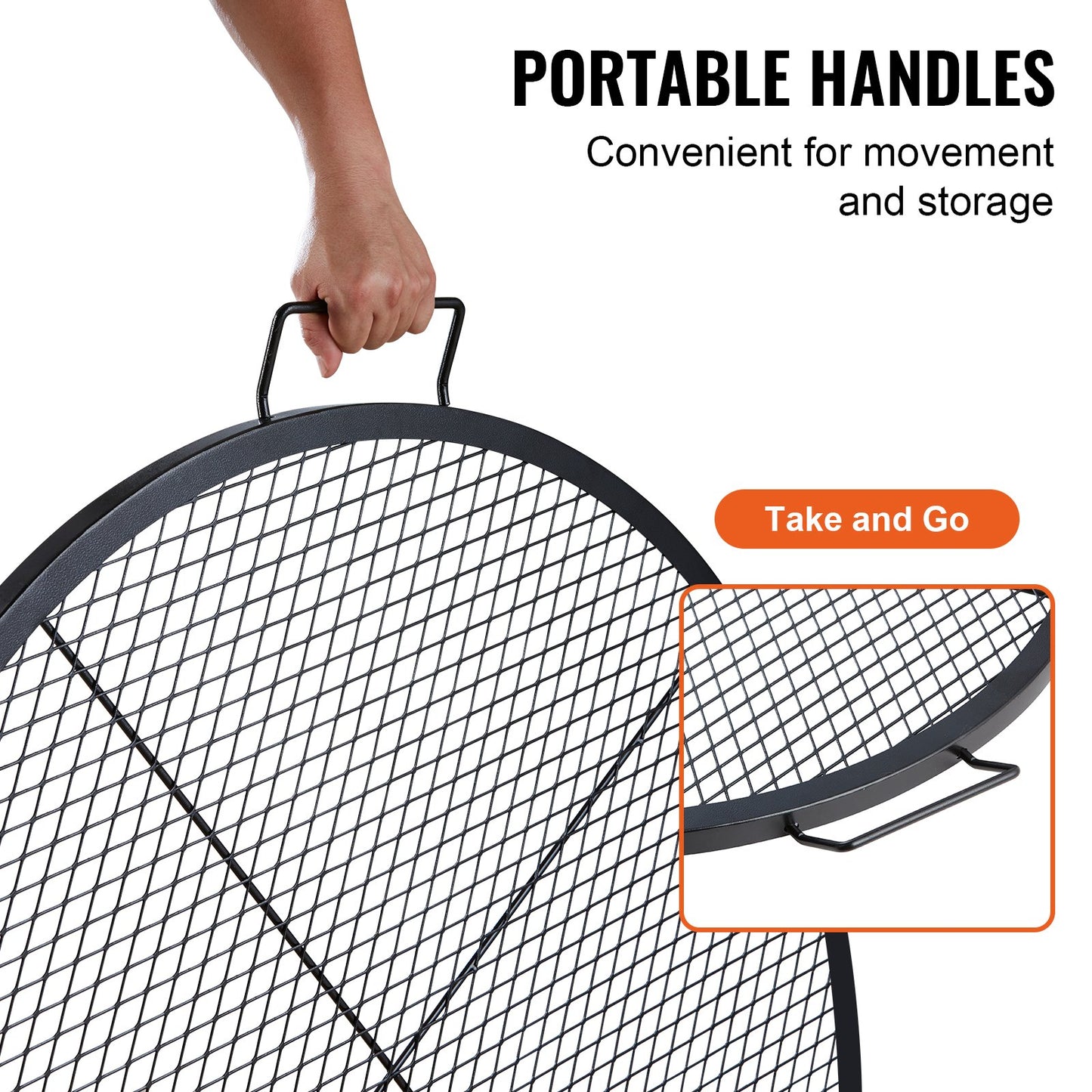VEVOR X-Marks Fire Pit Grill Grate, Round Cooking Grate, Heavy Duty Steel Campfire