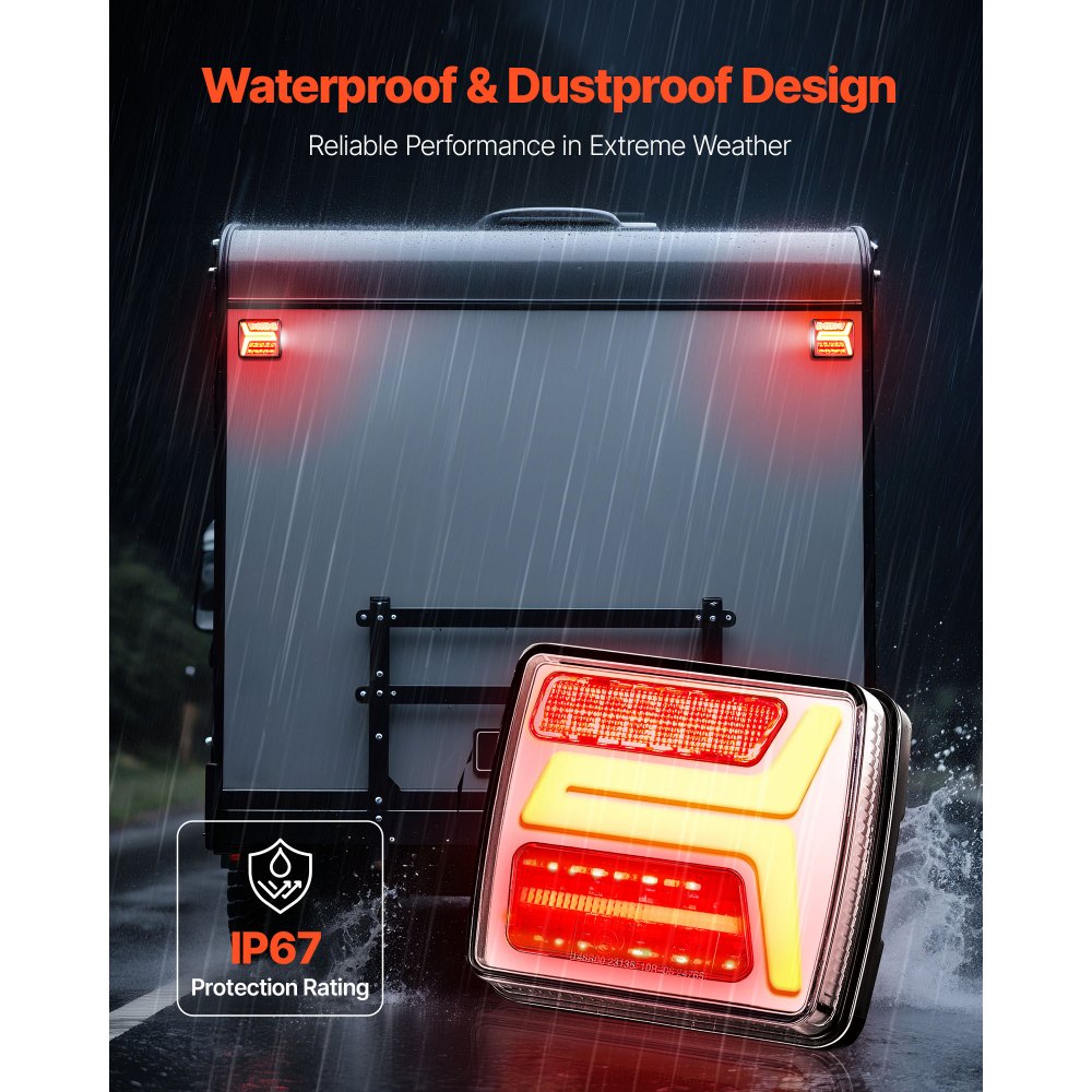 Trailer Lights, 2PCS Square Magnetic LED Trailer Tail Lights Kit with Stop Brake Turn Tail License Lamp, Waterproof Tow Lighting Kit with Wiring Harness for Boat Truck Camper RV Snowmobile Bus