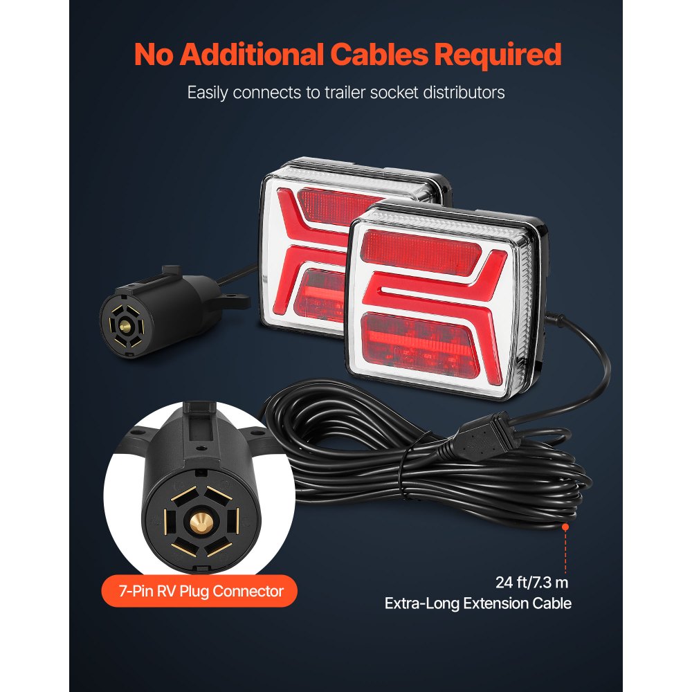 Trailer Lights, 2PCS Square Magnetic LED Trailer Tail Lights Kit with Stop Brake Turn Tail License Lamp, Waterproof Tow Lighting Kit with Wiring Harness for Boat Truck Camper RV Snowmobile Bus