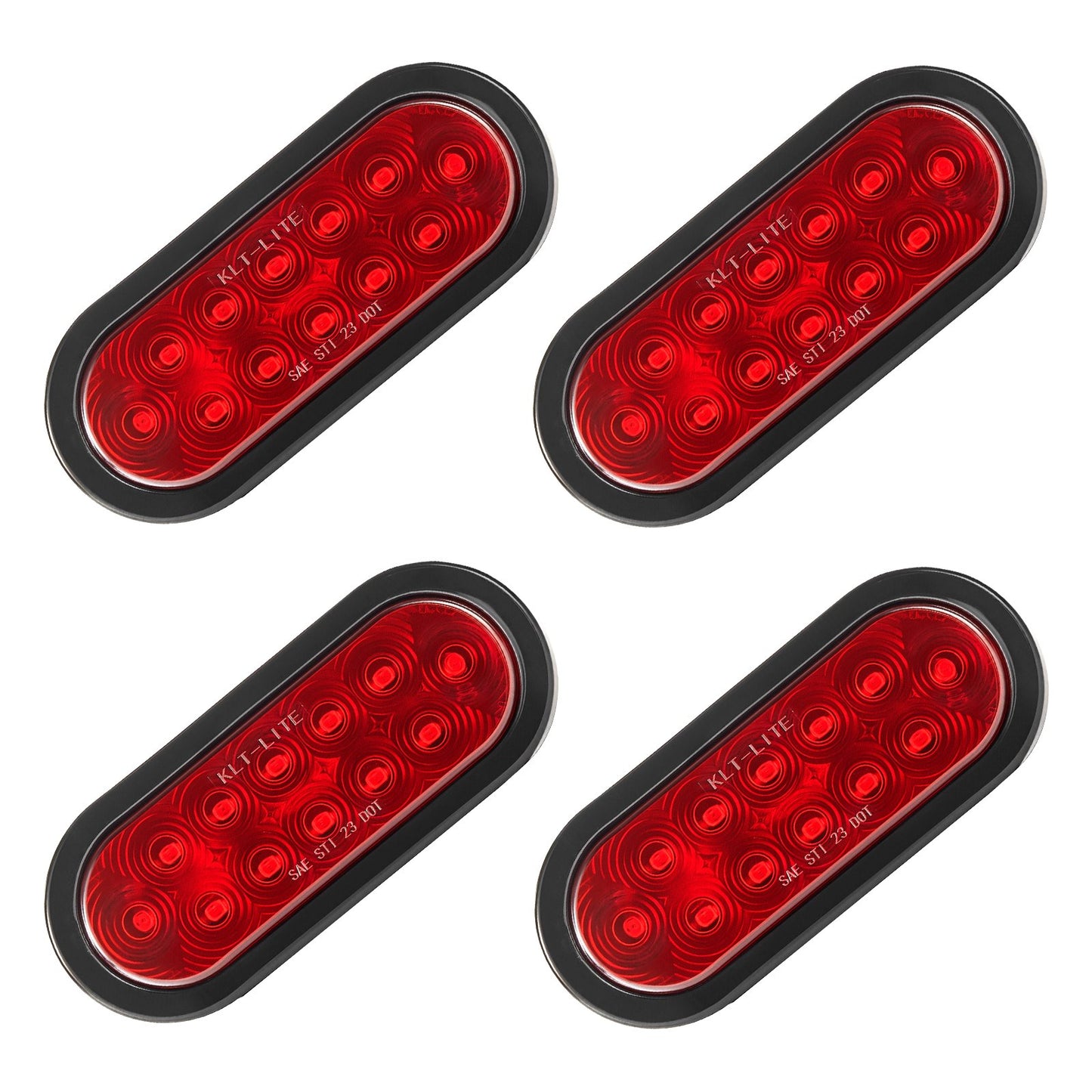 Trailer Lights, 4PCS Oval LED Trailer Tail Lights Kit with Stop Brake Turn Tail Lamp, Waterproof Tow Lighting Kit for Boat Truck Camper RV Snowmobile Bus Caravan, Dual Mounting Options, Red