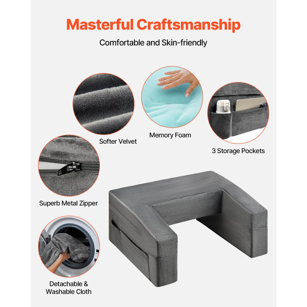 VEVOR Reading Pillow Lap Desk Pillow with 2 Pockets & Cup Holder Washable Cloth