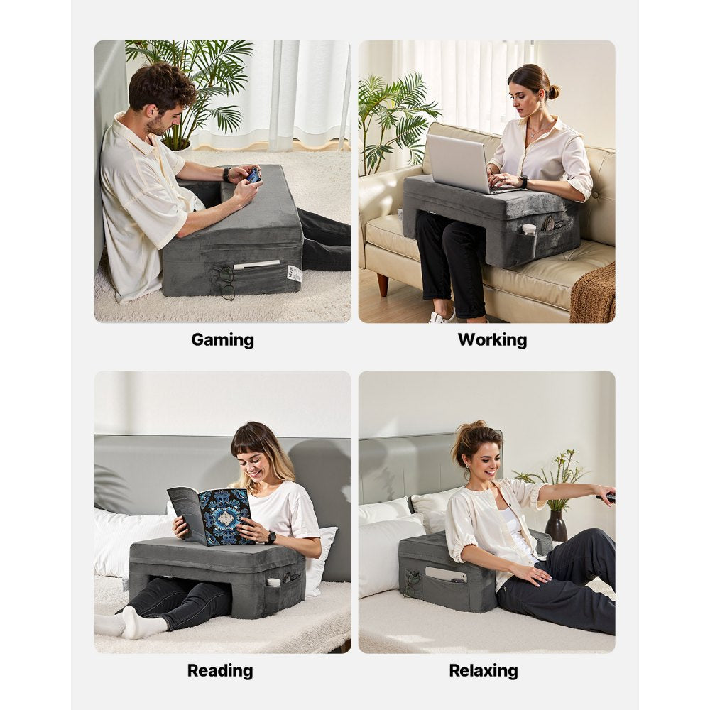 VEVOR Reading Pillow Lap Desk Pillow with 2 Pockets & Cup Holder Washable Cloth