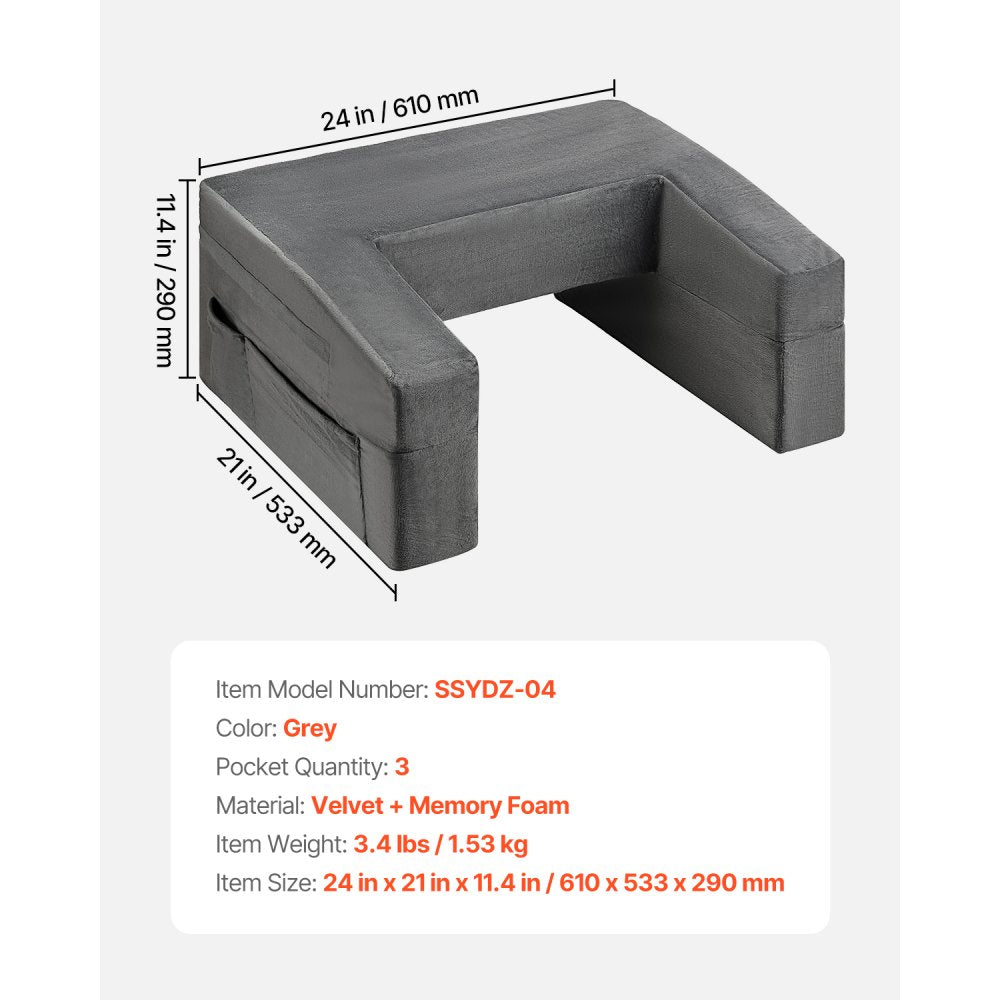 VEVOR Reading Pillow Lap Desk Pillow with 2 Pockets & Cup Holder Washable Cloth