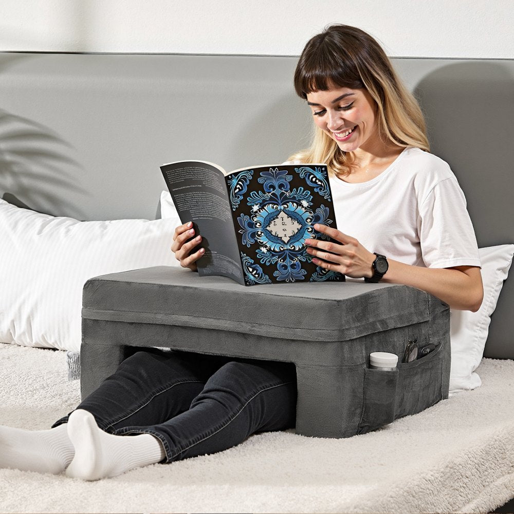 VEVOR Reading Pillow Lap Desk Pillow with 2 Pockets & Cup Holder Washable Cloth