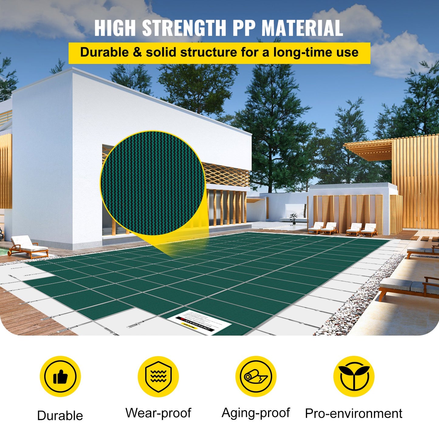 VEVOR Pool Safety Cover Fits 20x40ft Rectangle Inground Safety Pool Cover Green