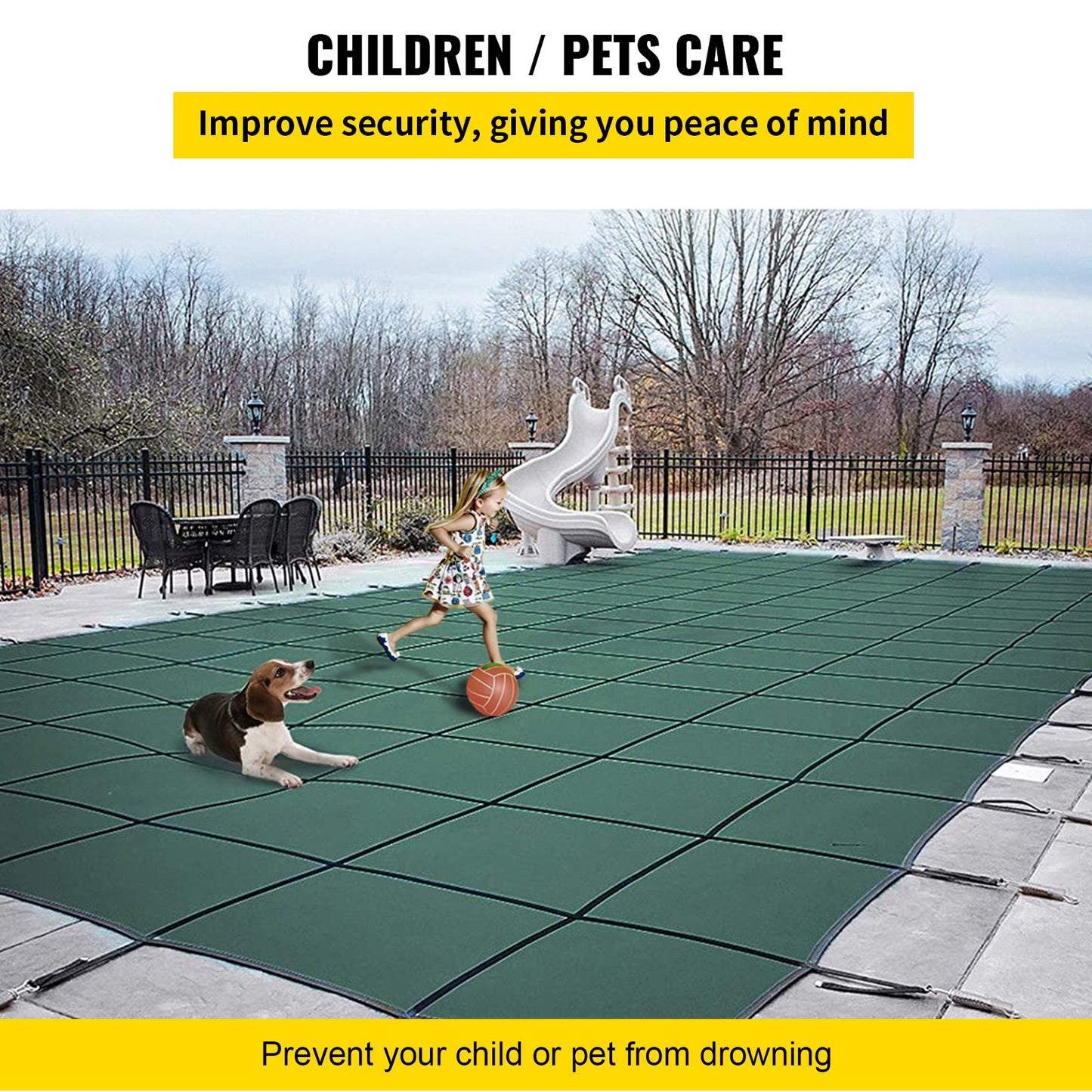 VEVOR Pool Safety Cover Fits 20x40ft Rectangle Inground Safety Pool Cover Green