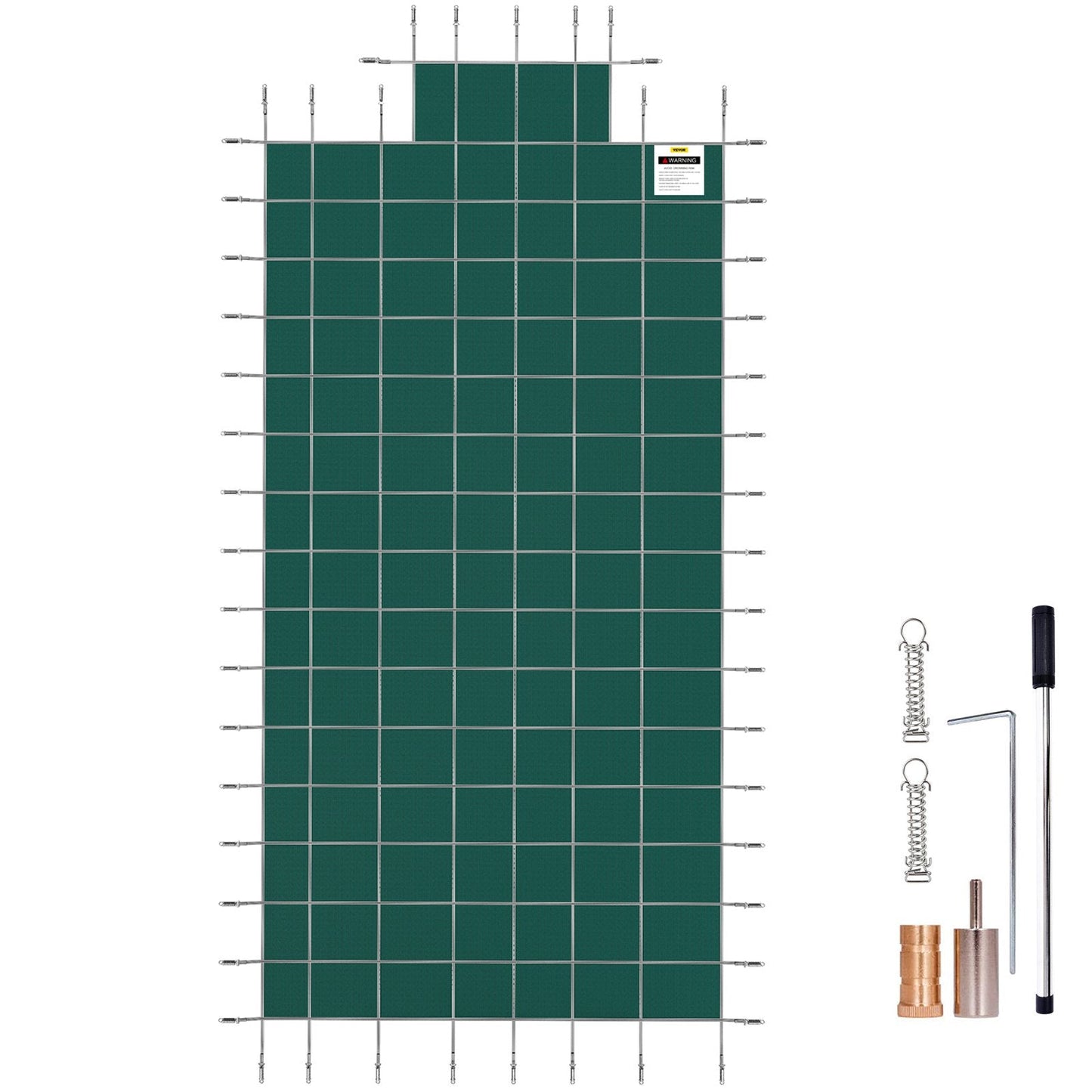 Green Inground Pool Safety Cover, Fits 6.1x12.2m Rectangle with Steps