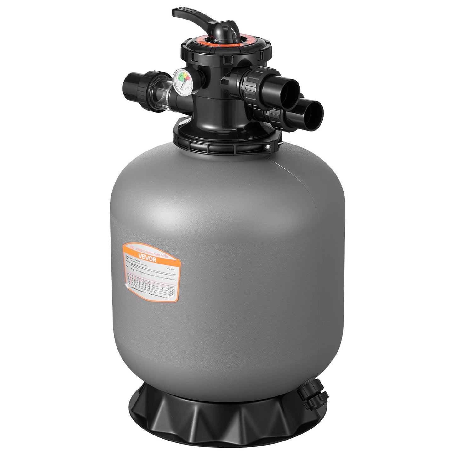 Sand Filter, 457.2 mm, 151.4 LPM Above Inground Swimming Pool Sand Filter System, with 7-Way Multi-Port Valve, Backwash, Rinse, Recirculate, Waste, Winter, Closed Modes, for Above In Ground Pool