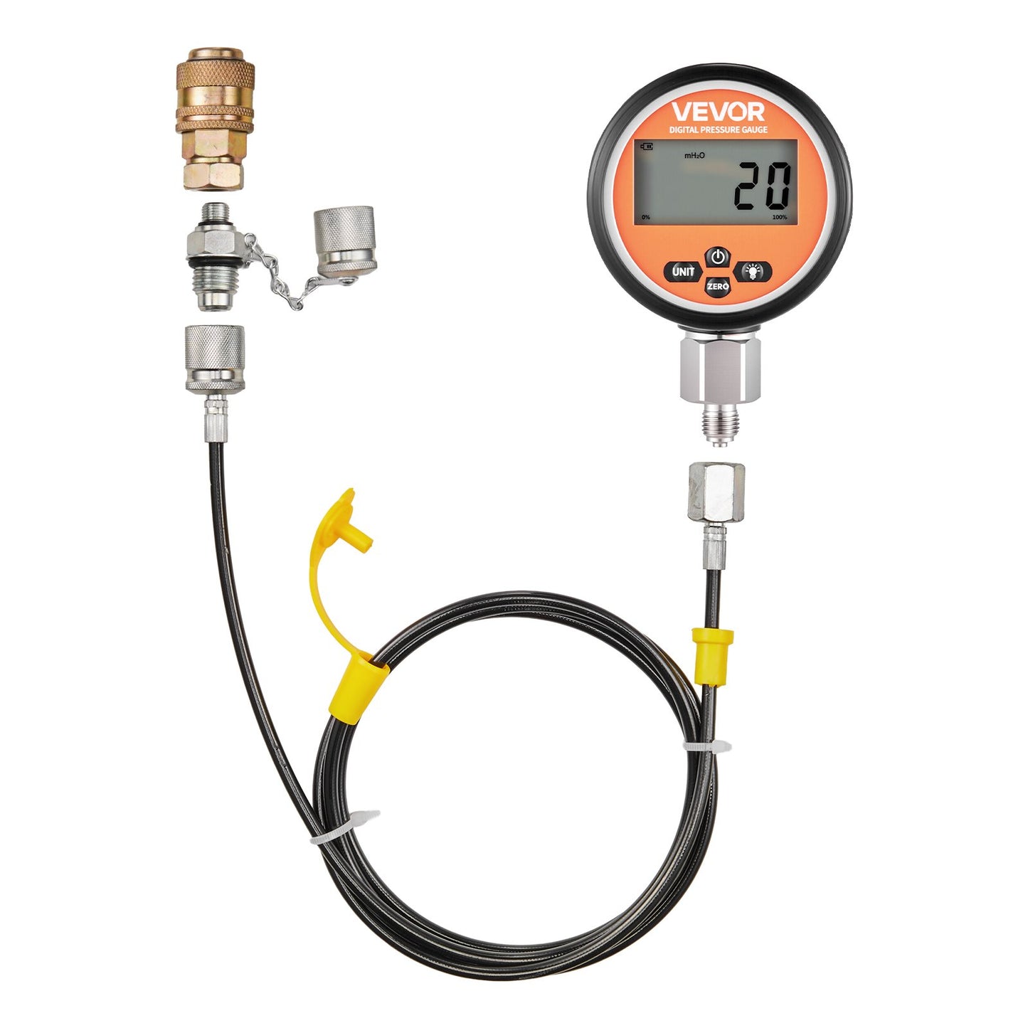 Digital Hydraulic Pressure Test Coupling Kit, 700 Bar Pressure Gauge Manometer Tester with 2 Gauges, 9 Test Couplings, 2 Quick-Release Couplers, 2 Hoses for Excavator Construction Machinery
