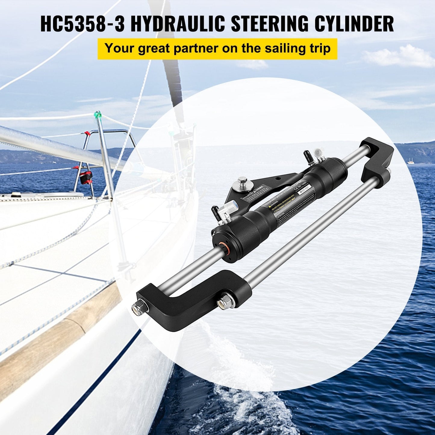 Front Mount Hydraulic Steering Cylinder for Outboard Motors up to 300HP