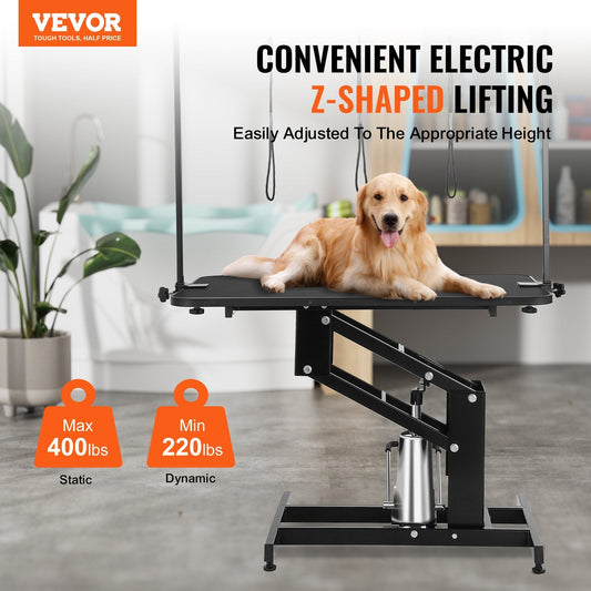 Heavy-duty dog grooming station supports up to 400 pounds static and 220 pounds dynamic