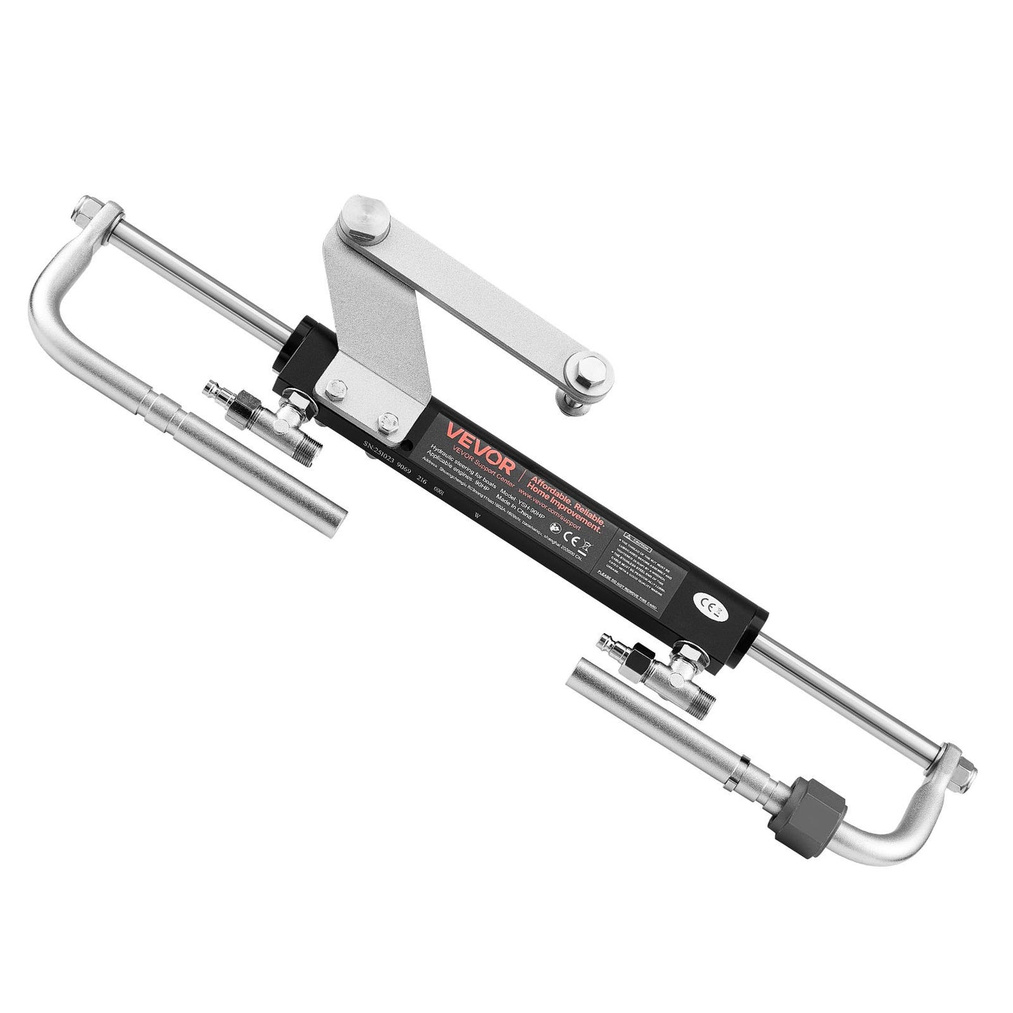 Hydraulic Steering Kit, 90 HP, Marine Boat Hydraulic Steering System, with 6.9 MPa/1000 psi Helm Pump, Two-Way Lock Cylinder, and 6 m High-Strength Hoses, for Single Station, Single-Engine Use