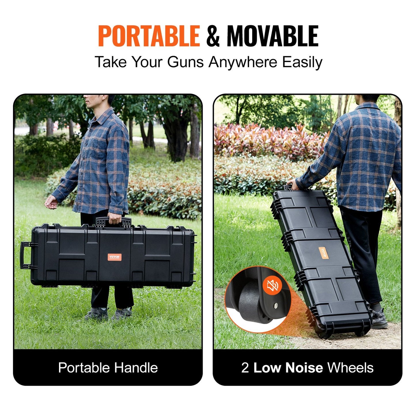 Heavy-Duty Rifle Case with Foam, Wheels, Waterproof & Crushproof, 1.07 m