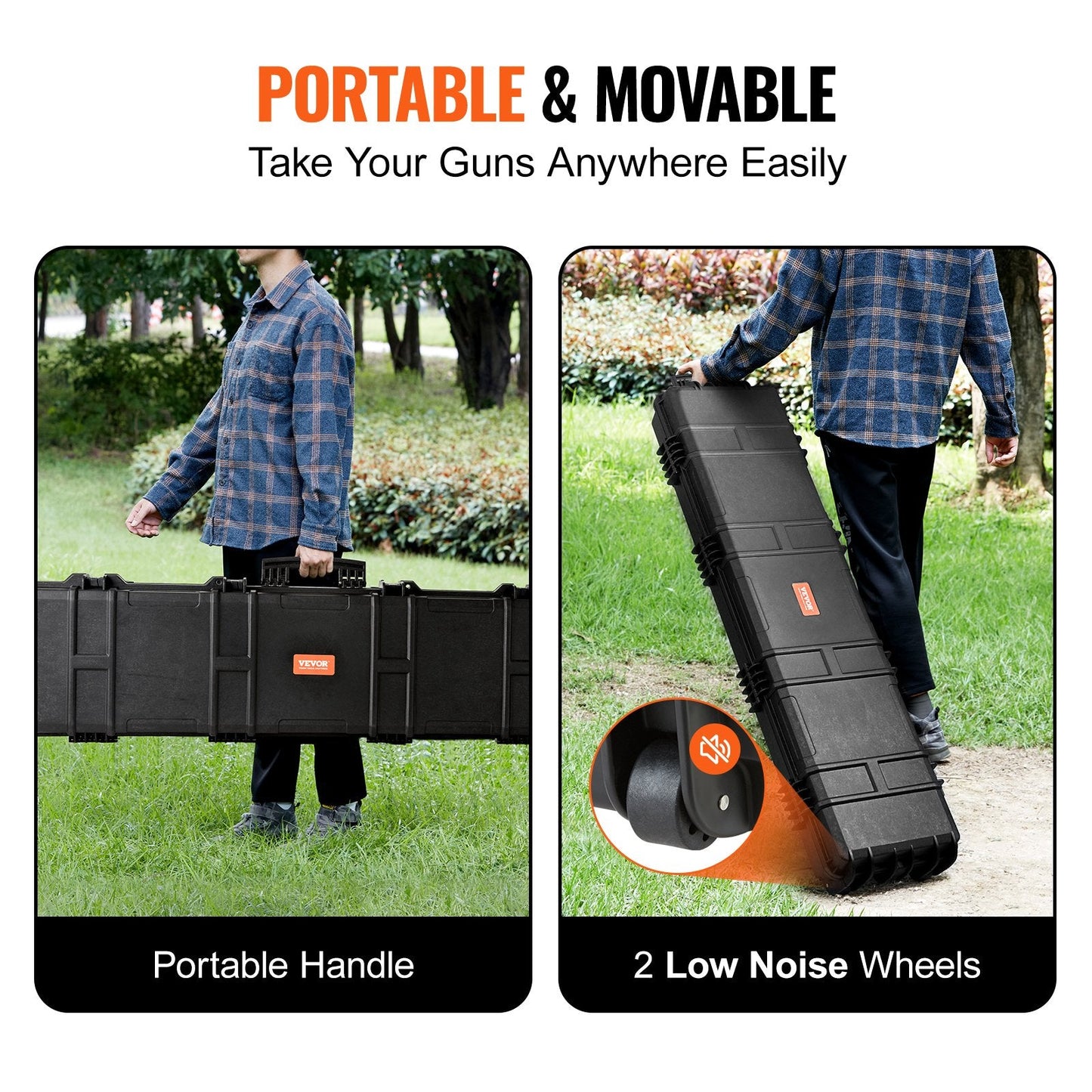 Heavy-Duty Lockable Rifle Case with Wheels, Waterproof & Crushproof, 1.27m
