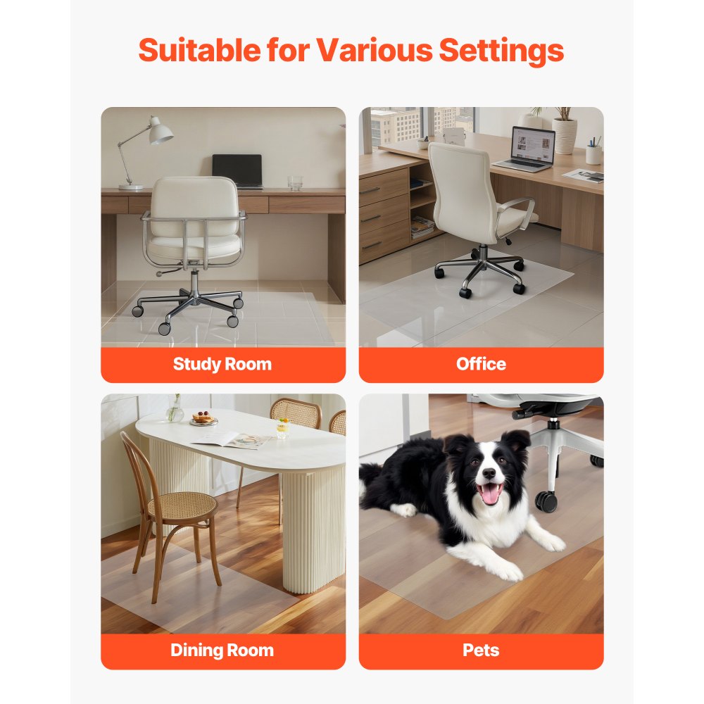 Chair Mat 765 x 1215 mm Transparent Office Chair Mat for Hard Floors Home