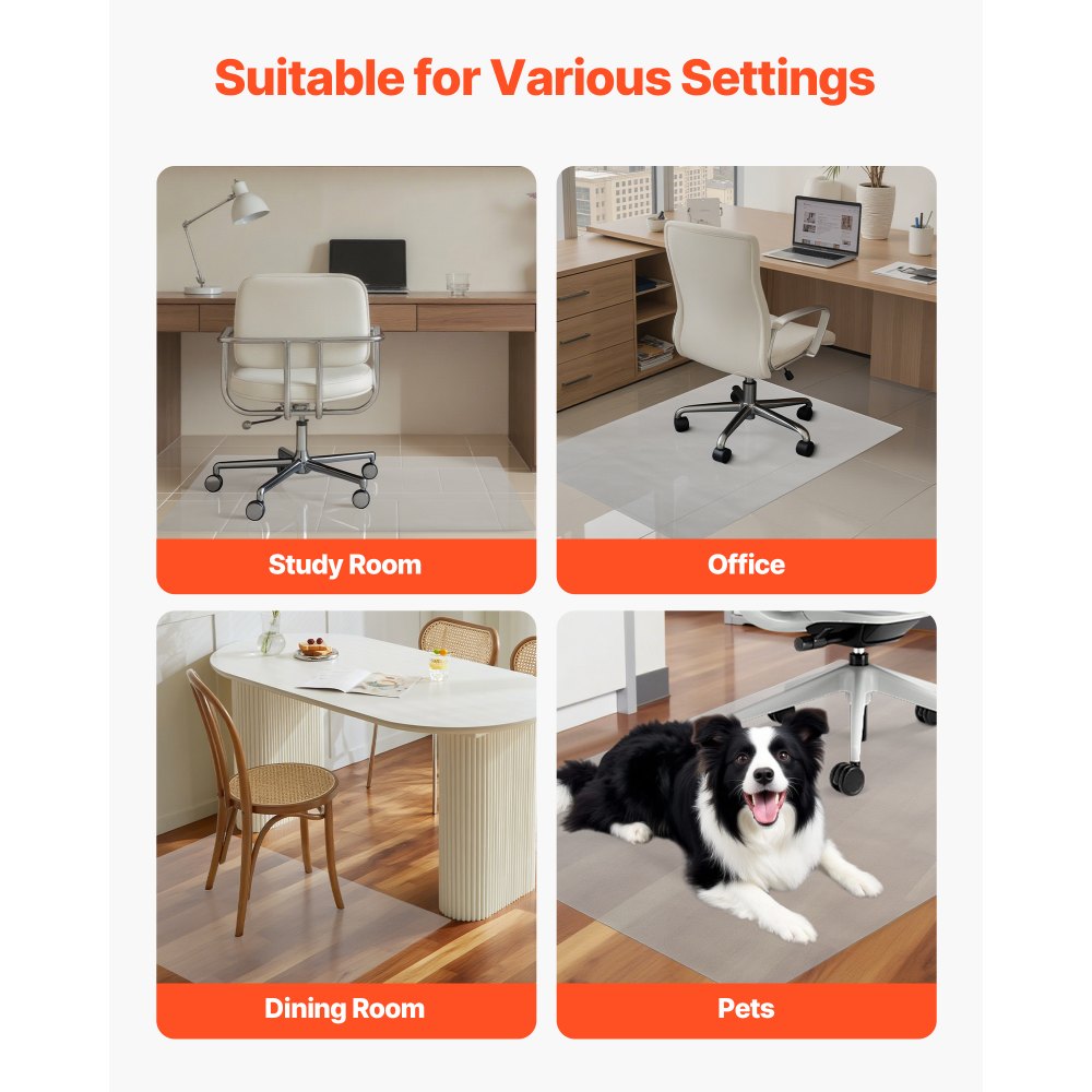 Chair Mat 915 x 1225 mm Transparent Office Chair Mat for Hard Floors Home