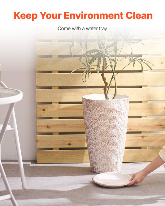 VEVOR Tall Planter Set of 2 Round Tapered Plant Pots 53 cm for Outdoor Indoor