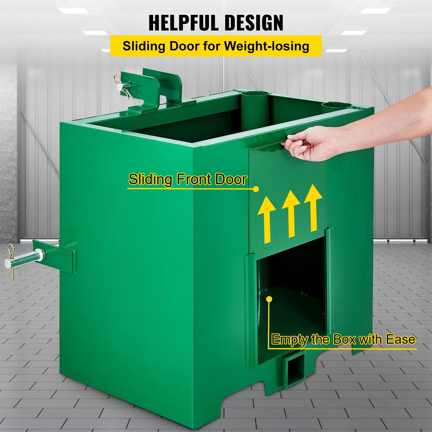 Heavy-Duty Steel Ballast Box for Category 1 Tractor with 363 kg Capacity