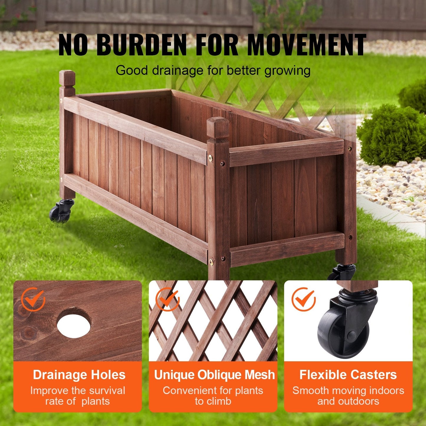 Outdoor Raised Garden Bed with Trellis, Fir Wood, Walnut, 75x33x156 cm