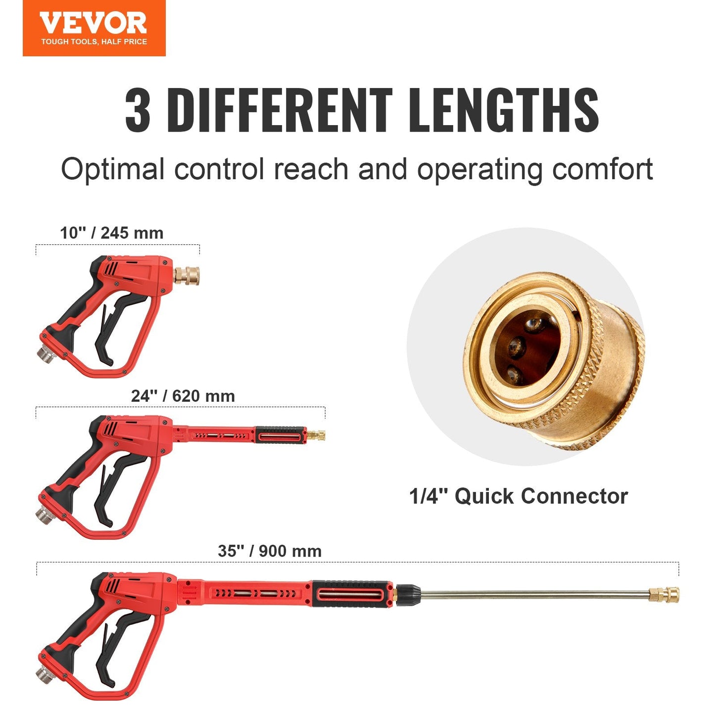 High-Pressure Power Washer Gun with 3 Extension Rods and 5 Nozzles, 4000 PSI