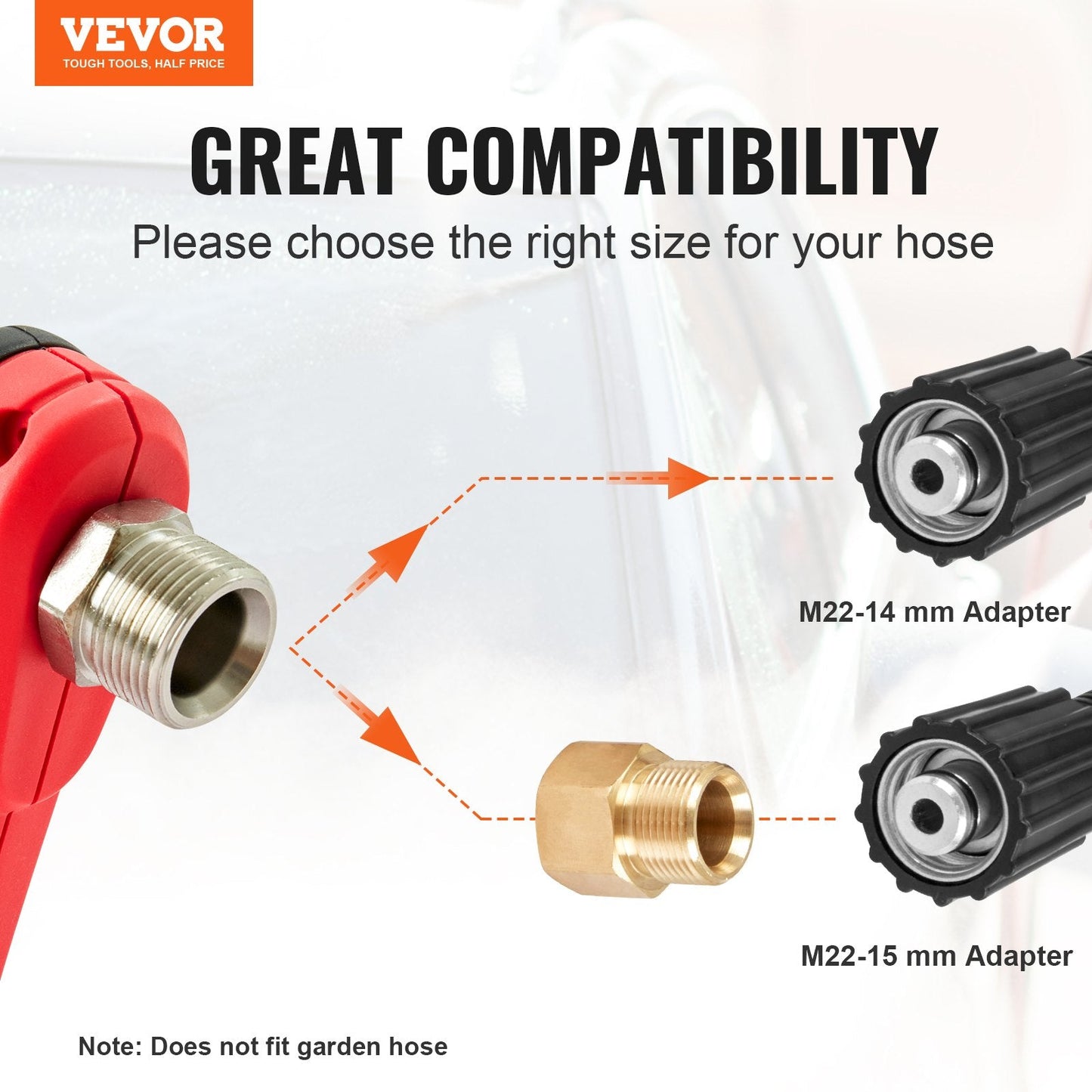 High-Pressure Power Washer Gun with 3 Extension Rods and 5 Nozzles, 4000 PSI